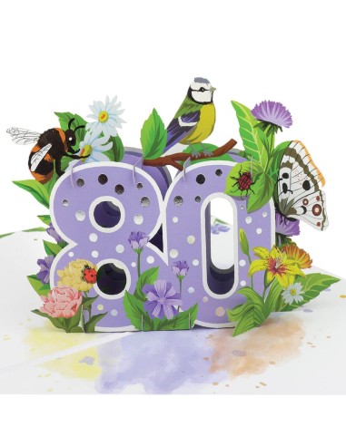 Celebration Hip Hip Hooray : Pop-Up Cards - 80th Floral