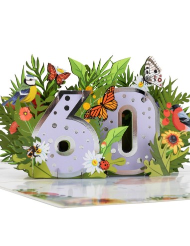 Celebration Hip Hip Hooray : Pop-Up Cards - 60th Floral
