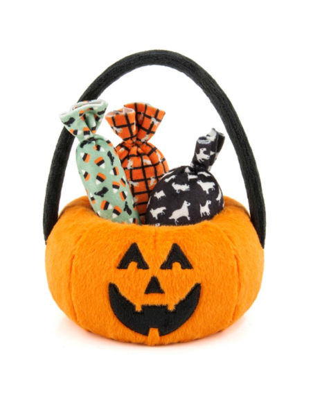 PLAY Halloween Pumpkin Basket - with 3 pcs of squeaker filled candies PLAY Holiday Toys collection