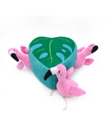 Zippy Burrow® - Flamingos in Monstera - Dog Toy