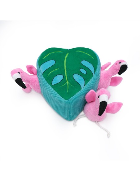 Zippy Burrow® - Flamingos in Monstera - Dog Toy