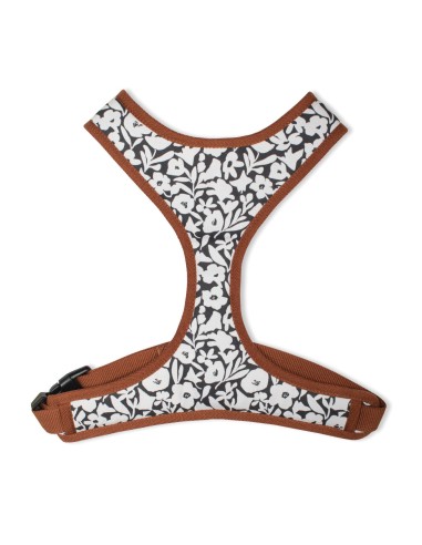 CHARCOAL FLORAL LG DOG HARNESS