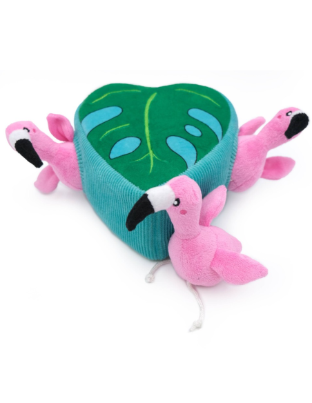Zippy Burrow® - Flamingos in Monstera - Dog Toy