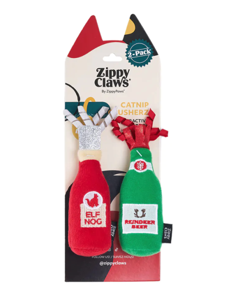 ZippyClaws® Holiday Catnip Crusherz 2-Pack - Reindeer Beer & Elf Nog