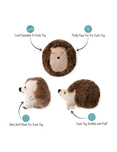3 Piece Small Dog Toy Set - Hedgehogs