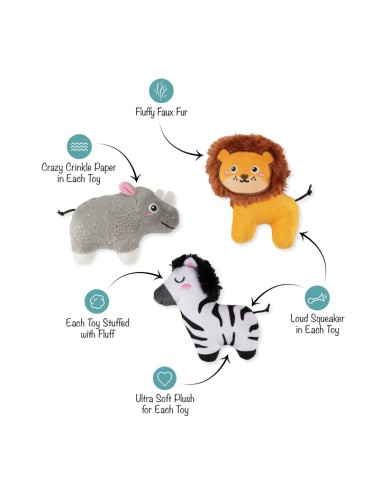 Meet At The Zoo 3Pcs Small Dog Toy