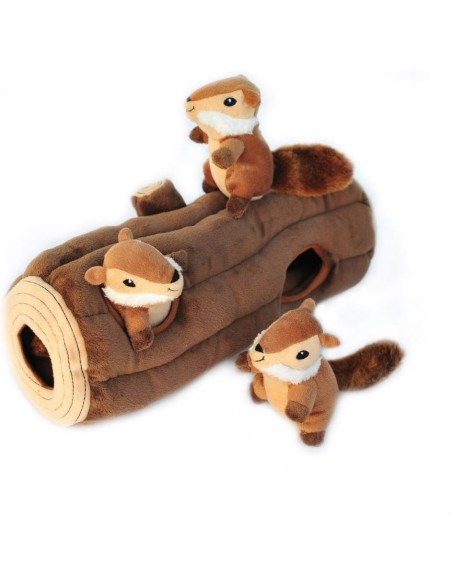 ZippyPaws - Zippy Burrow - Log with 3 Chipmunks