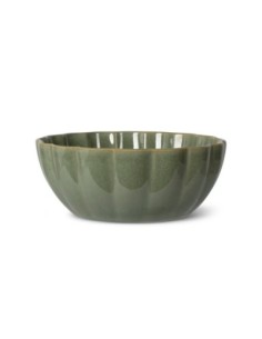 Scalloped Curved Sage Medium Dog Bowl