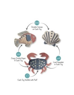 High Tides Good Vibes 3pc Mini Canvas Dog Toy Set 2