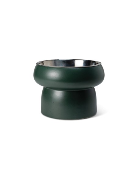 Matte Speckled Green Medium Feeder With Bowl - pack of 3