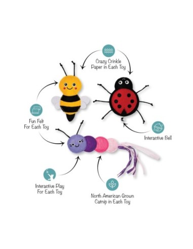 Living The Bug Life Cat Toy - pack of 4