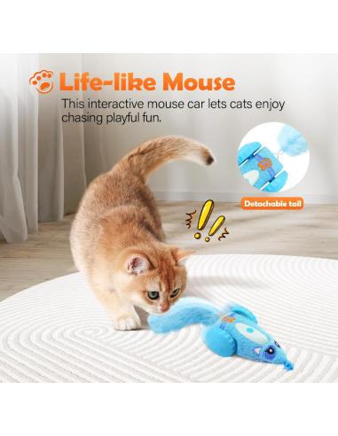 MigiPaws - Plush Mice Car - Blauw