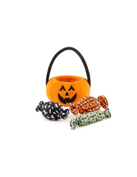 PLAY Halloween Pumpkin Basket - with 3 pcs of squeaker filled candies PLAY Holiday Toys collection