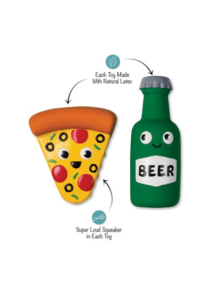 In Pizza We Crust 2Pc Latex Dog Toy - pack of 4