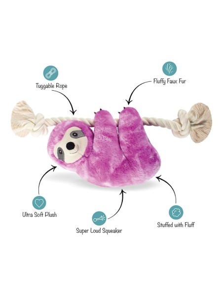 Purple sloth on a rope