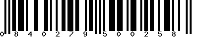 EAN-13 : 0840279500258 EAN-13 : 0840279500258