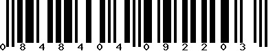 EAN-13 : 0848404092203 EAN-13 : 0848404092203