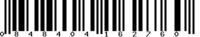 EAN-13 : 0848404162760 EAN-13 : 0848404162760