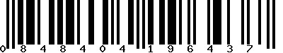 EAN-13 : 0848404196437 EAN-13 : 0848404196437