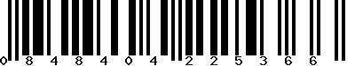 EAN-13 : 0848404225366 EAN-13 : 0848404225366